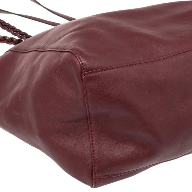 Pre Owned Mulberry Burgundy Nappa Soft Leather Medium Dorset Tote