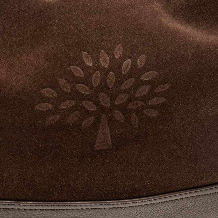 Pre Owned Mulberry Brown Suede and Leather Logo Embossed Hobo