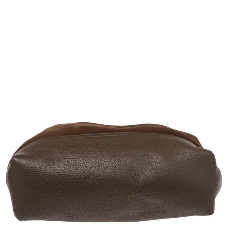 Pre Owned Mulberry Brown Suede and Leather Logo Embossed Hobo