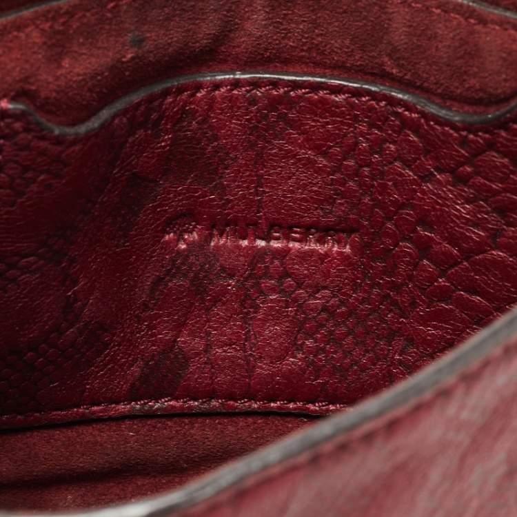 Pre Owned Mulberry Burgundy Python Embossed Leather Lily Pouch