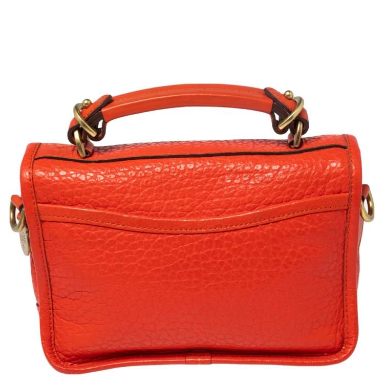Pre Owned Mulberry Flame Shine Grain Leather Bryn Top Handle Bag