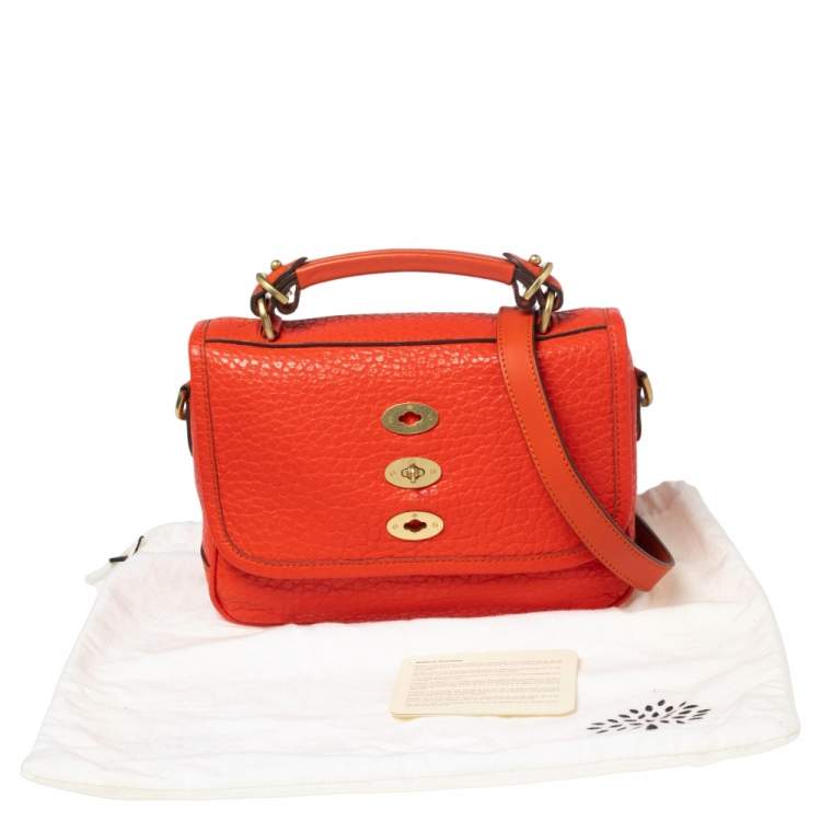 Pre Owned Mulberry Flame Shine Grain Leather Bryn Top Handle Bag