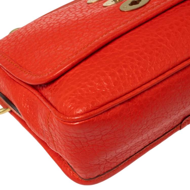 Pre Owned Mulberry Flame Shine Grain Leather Bryn Top Handle Bag