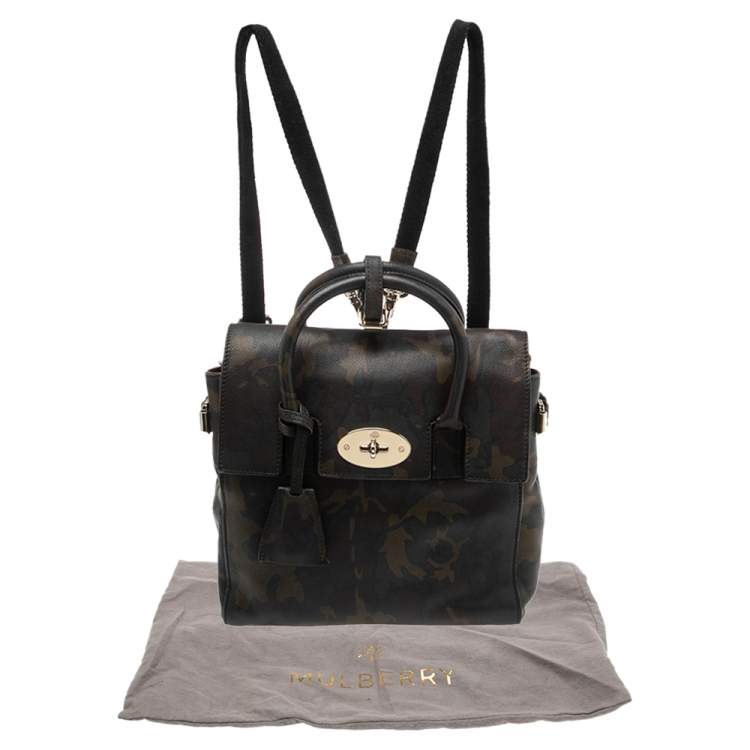 Pre Owned Mulberry Green Camo Leather Mini Cara Delevingne Backpack