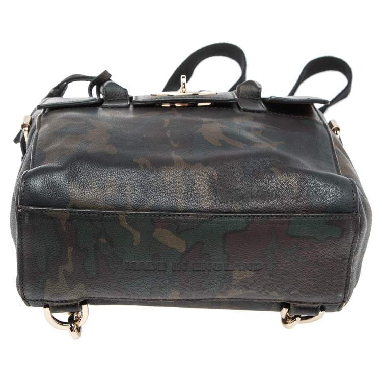 Pre Owned Mulberry Green Camo Leather Mini Cara Delevingne Backpack