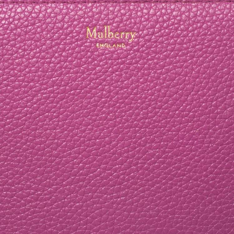 Pre Owned Mulberry Pink Leather Zip Around Compact Wallet