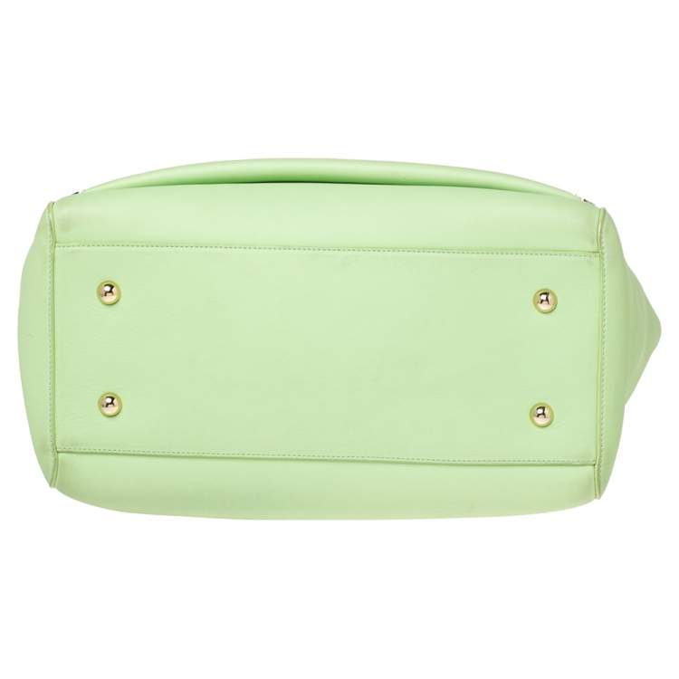 Pre Owned Mulberry Green Leather Large Willow Tote