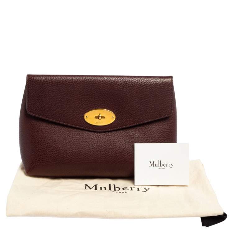 Pre Owned Mulberry Burgundy Leather Darley Cosmetic Pouch