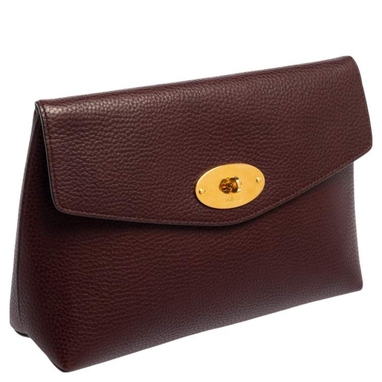 Pre Owned Mulberry Burgundy Leather Darley Cosmetic Pouch