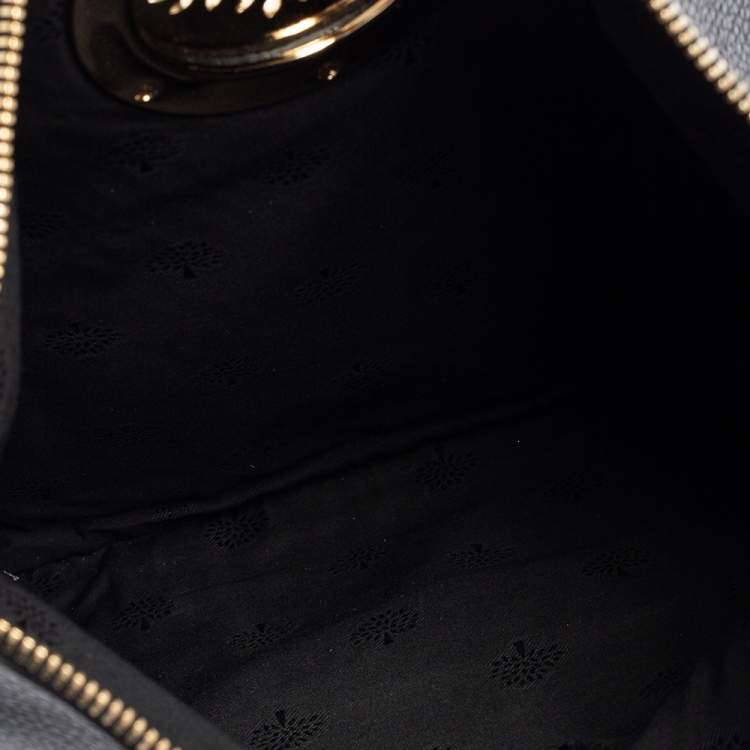 Pre Owned Mulberry Black Leather Daria Fold Over Clutch 