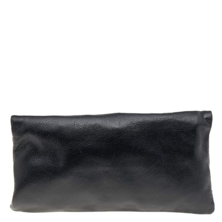 Pre Owned Mulberry Black Leather Daria Fold Over Clutch