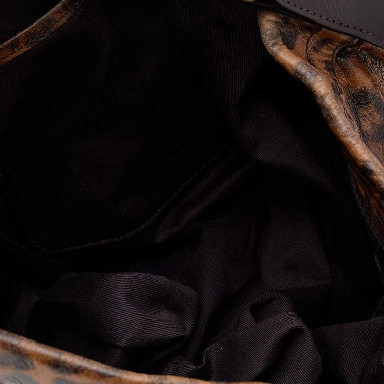 Pre Owned Mulberry Brown Leopard Print Leather Mitzy Hobo