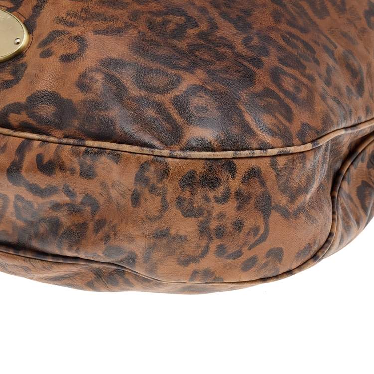 Pre Owned Mulberry Brown Leopard Print Leather Mitzy Hobo