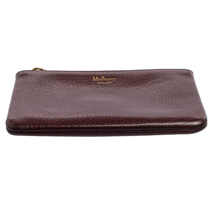 Pre Owned Mulberry Burgundy Leather Zip Coin Pouch