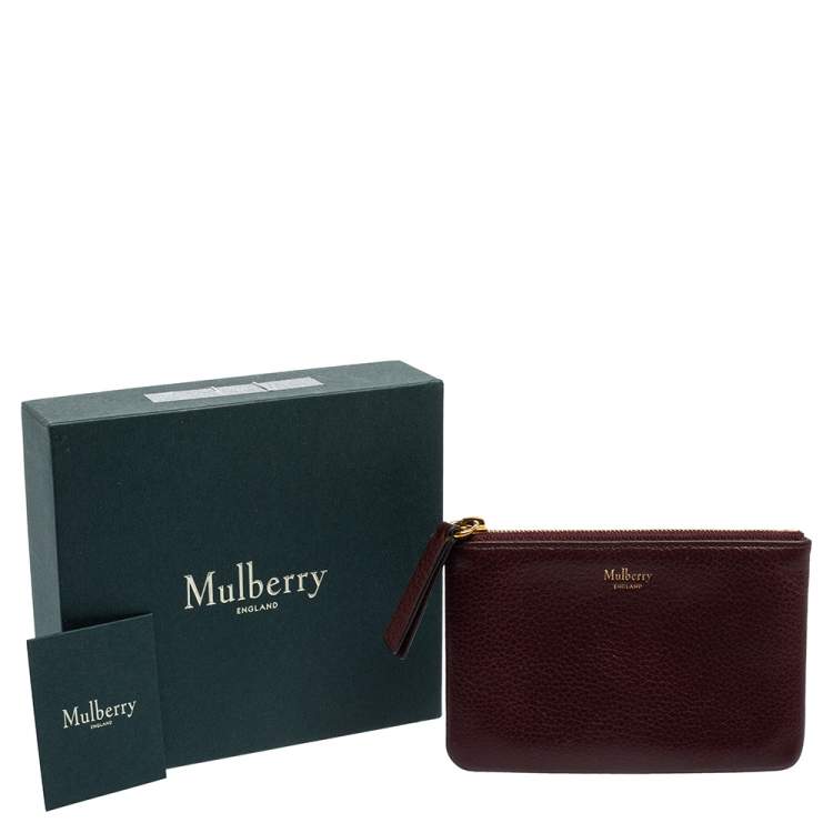 Pre Owned Mulberry Burgundy Leather Zip Coin Pouch