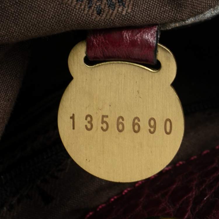 Pre Owned Mulberry Burgundy Grained Leather Polly Push Lock Tote