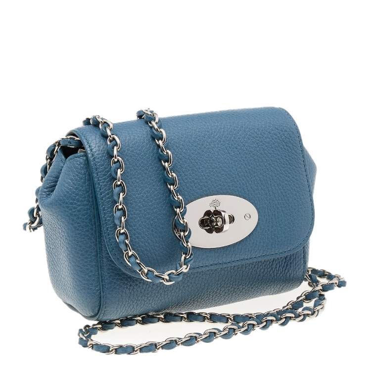 Pre Owned Mulberry Blue Leather Mini Lily Crossbody Bag