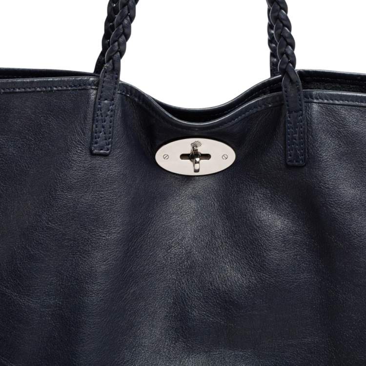 Pre Owned Mulberry Navy Blue Leather Large Dorset Shopper Tote 