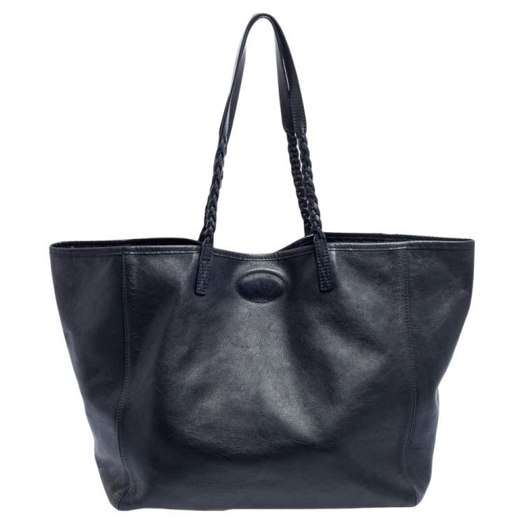 Pre Owned Mulberry Navy Blue Leather Large Dorset Shopper Tote 