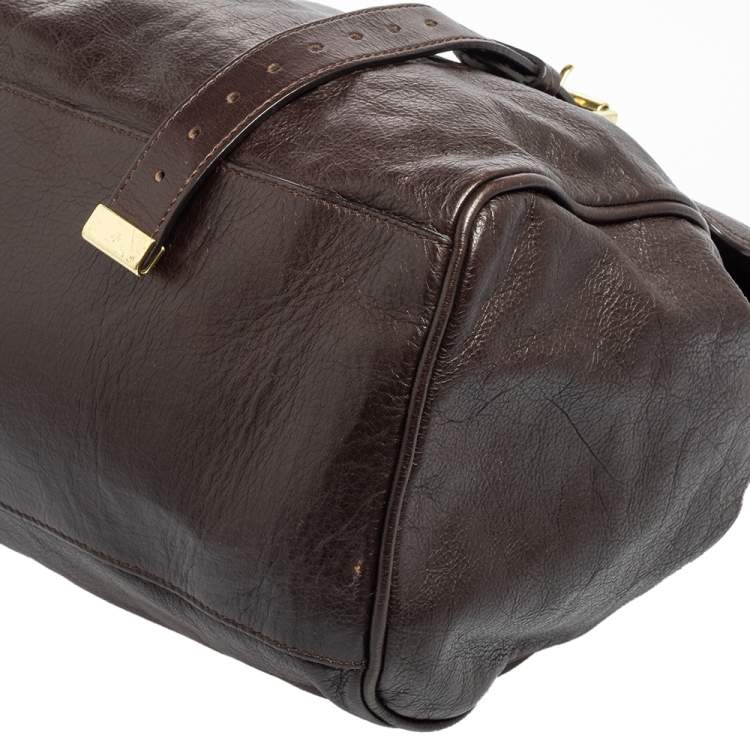 Pre Owned Mulberry Dark Brown Leather Oversized Alexa Top Handle Bag