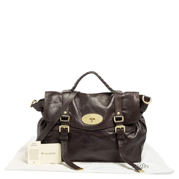 Pre Owned Mulberry Dark Brown Leather Oversized Alexa Top Handle Bag