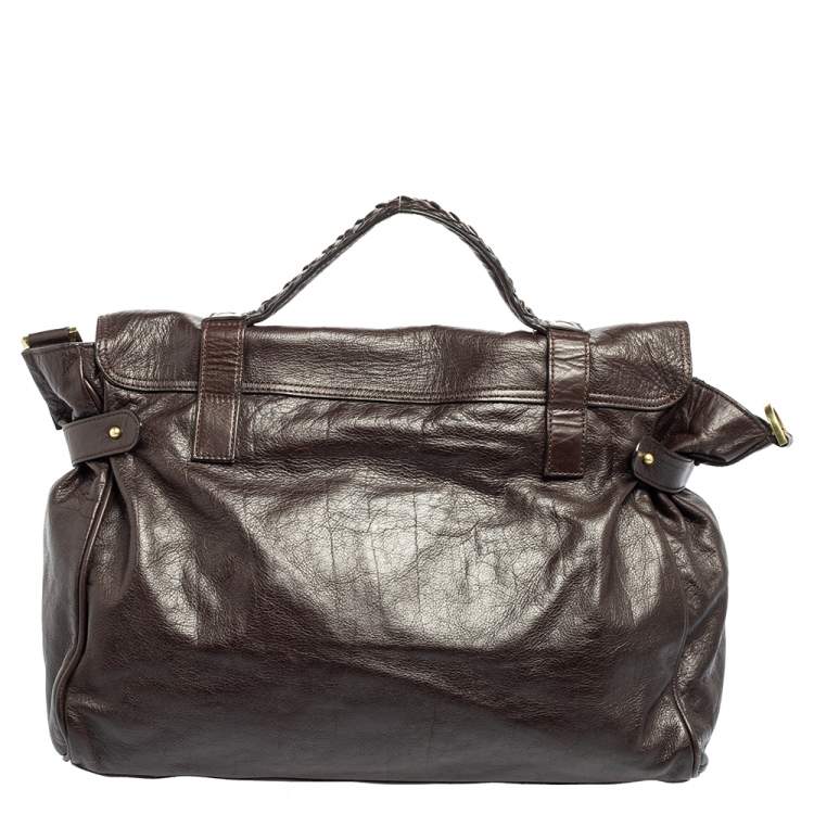 Pre Owned Mulberry Dark Brown Leather Oversized Alexa Top Handle Bag