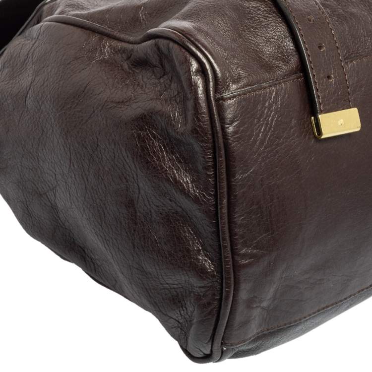 Pre Owned Mulberry Dark Brown Leather Oversized Alexa Top Handle Bag