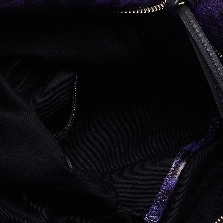 Pre Owned Mulberry Purple Animal Print Leather Mitzy Clutch 