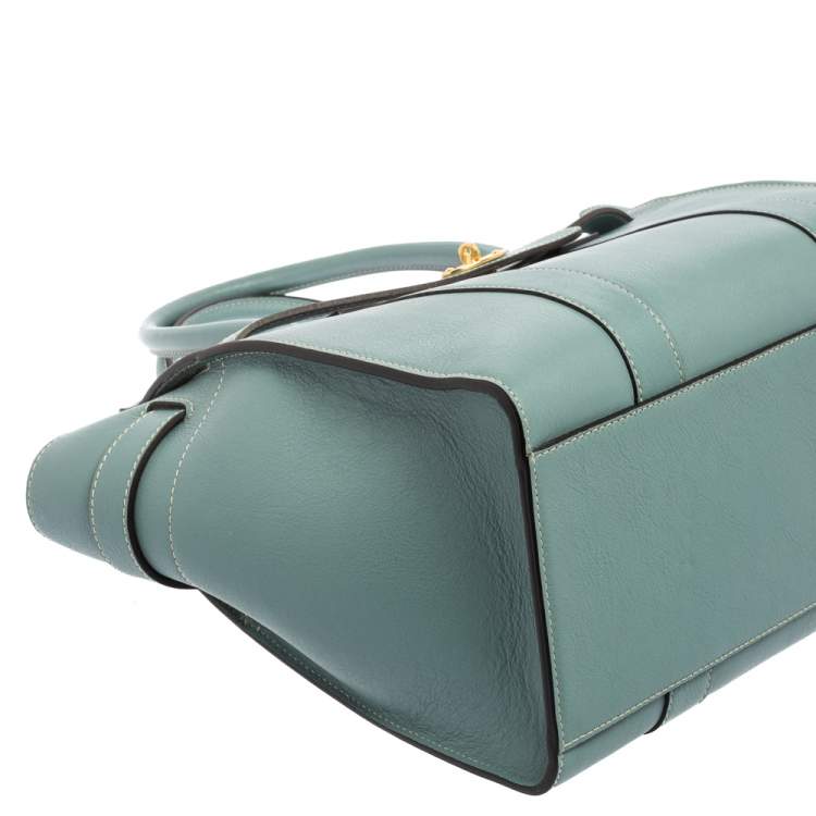 Pre Owned Mulberry Pale Blue Leather Small Zipped Bayswater Tote