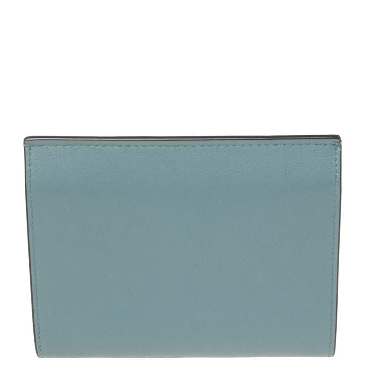 Pre Owned Mulberry Stone Blue Leather Medium Amberley Wallet