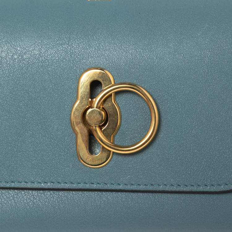 Pre Owned Mulberry Stone Blue Leather Medium Amberley Wallet