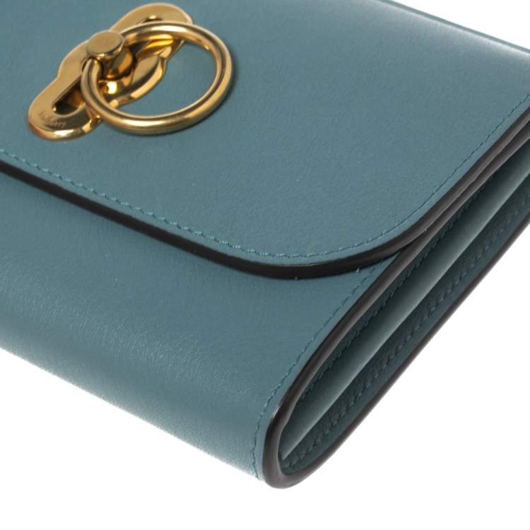 Pre Owned Mulberry Stone Blue Leather Medium Amberley Wallet