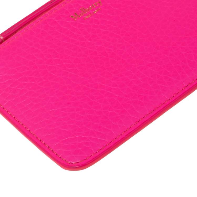 Pre Owned Mulberry Neon Pink Leather Zip Compact Wallet