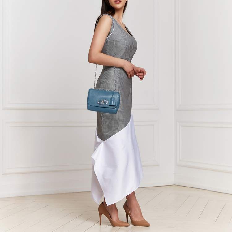 Pre Owned Mulberry Blue Leather Small Lily Shoulder Bag