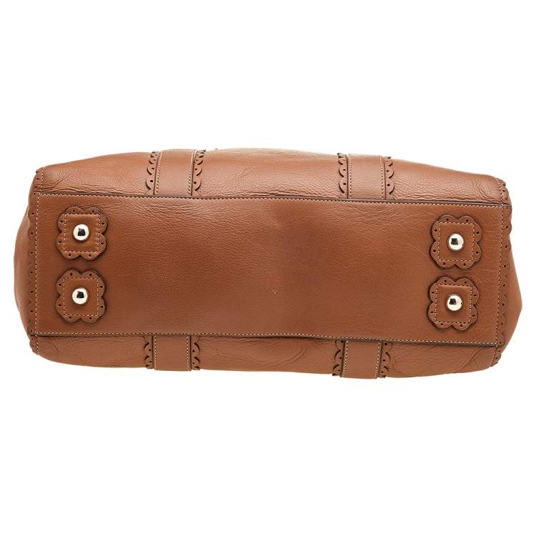 Pre Owned Mulberry Brown Scalloped Leather Bayswater Satchel
