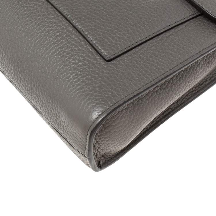 Pre Owned Mulberry Grey Grained Leather Antony Messenger Bag