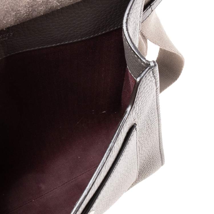Pre Owned Mulberry Grey Grained Leather Antony Messenger Bag
