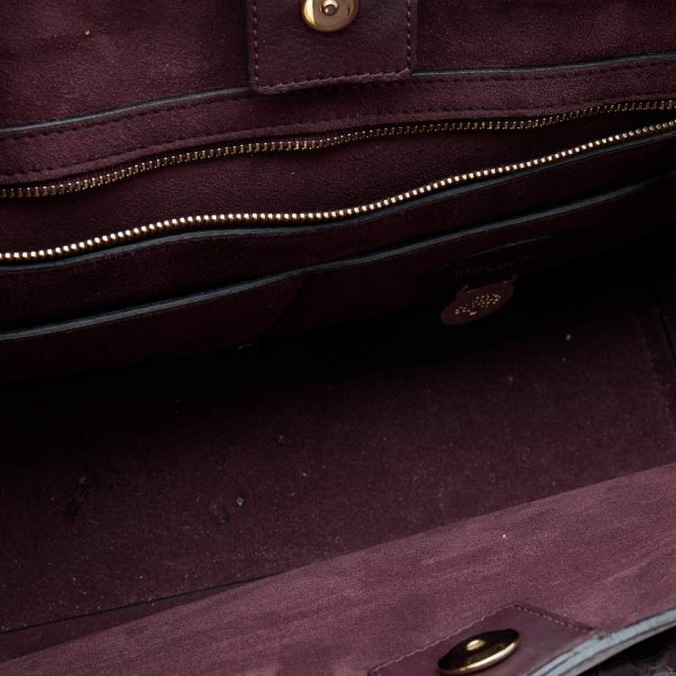 Pre Owned Mulberry Burgundy Python Embossed And Leather Small Willow Tote