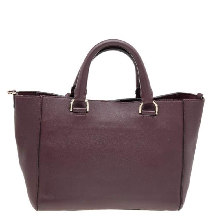 Pre Owned Mulberry Burgundy Python Embossed And Leather Small Willow Tote