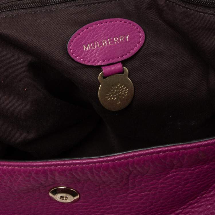 Pre Owned Mulberry Dark Pink Pebbled Leather Effie Hobo