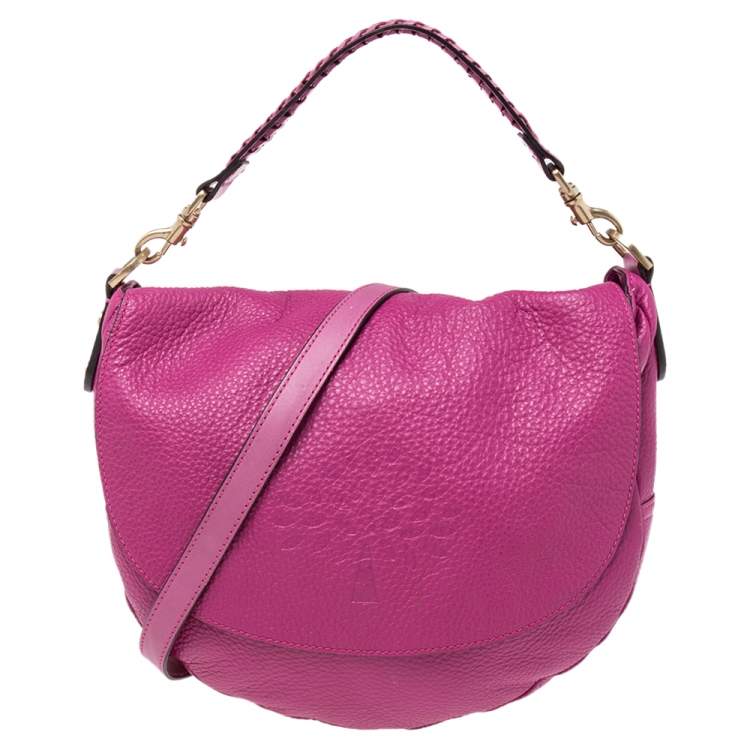 Pre Owned Mulberry Dark Pink Pebbled Leather Effie Hobo