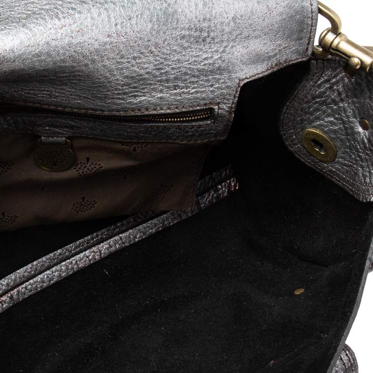 Pre Owned Mulberry Metallic Grey Leather Shoulder Bag