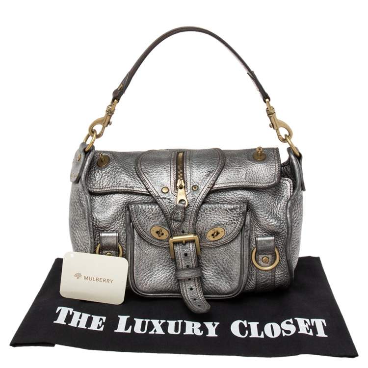 Pre Owned Mulberry Metallic Grey Leather Shoulder Bag