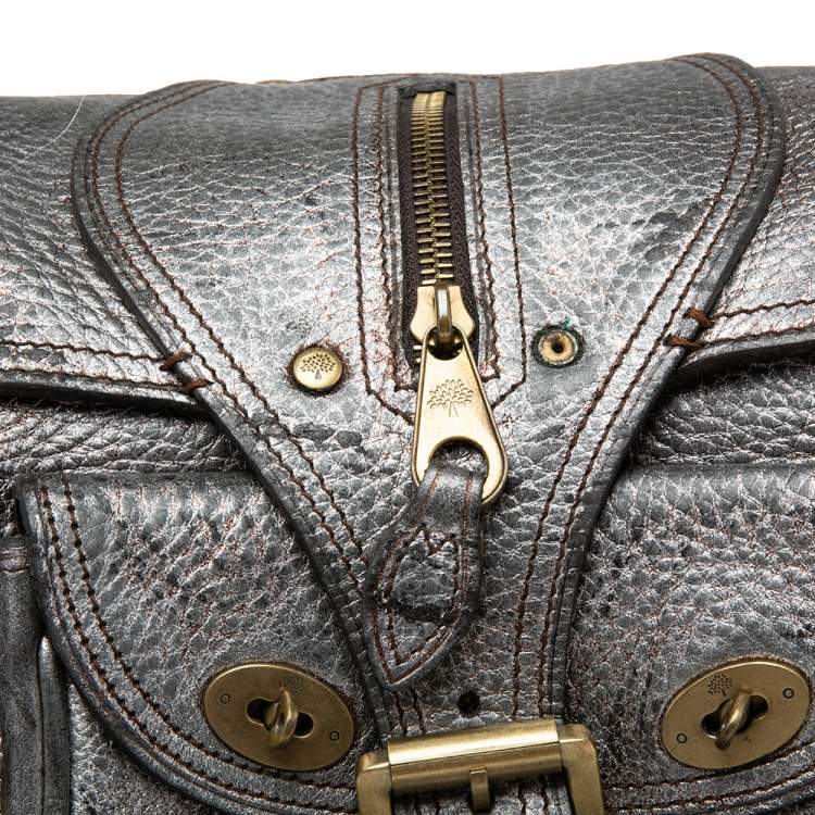Pre Owned Mulberry Metallic Grey Leather Shoulder Bag