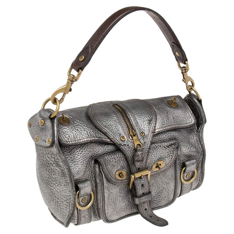 Pre Owned Mulberry Metallic Grey Leather Shoulder Bag