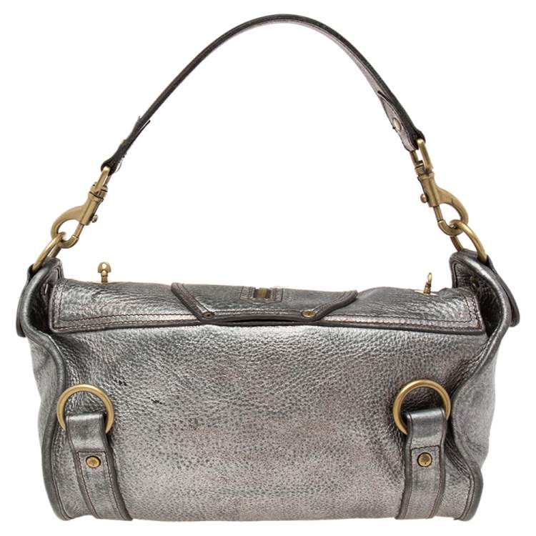 Pre Owned Mulberry Metallic Grey Leather Shoulder Bag
