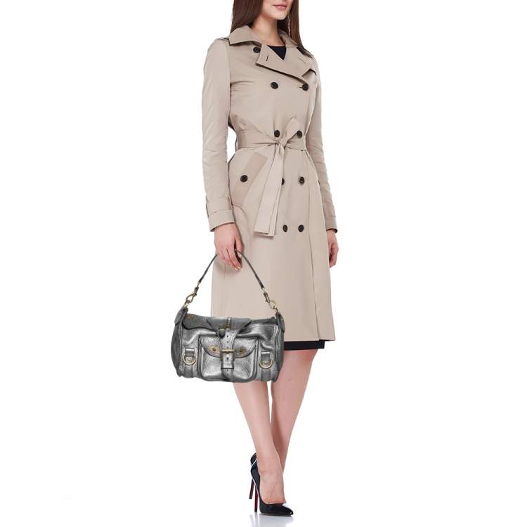 Pre Owned Mulberry Metallic Grey Leather Shoulder Bag