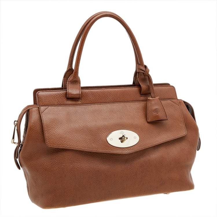 مملوكة مسبقًا Mulberry Brown Leather Top Zip Satchel