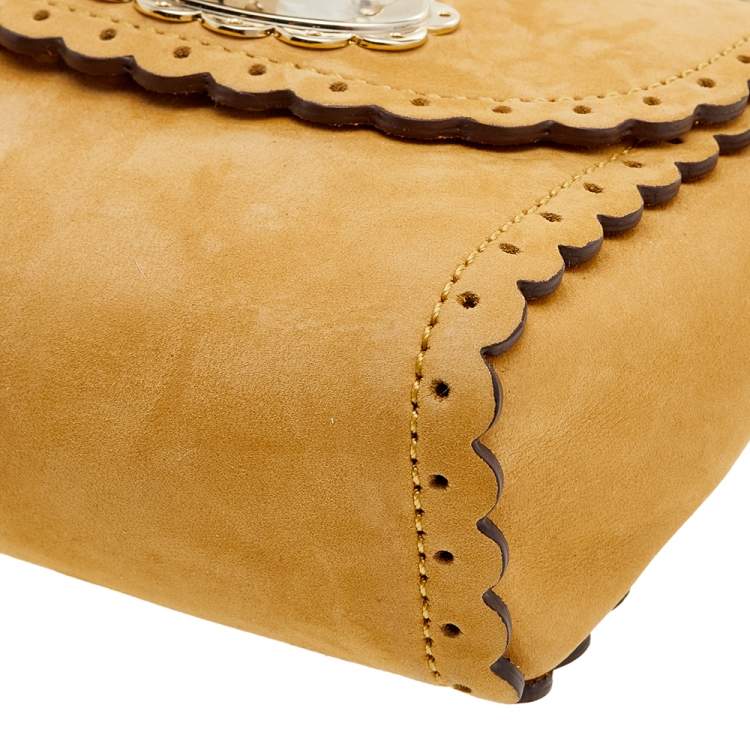 مملوكة مسبقًا Mulberry Mustard Nubuck Leather Mini Cookie Crossbody Bag