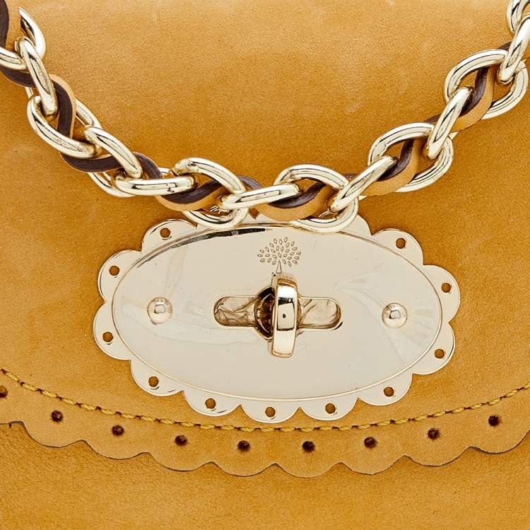 مملوكة مسبقًا Mulberry Mustard Nubuck Leather Mini Cookie Crossbody Bag